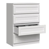 Kommode weiß mit einem zarten Zierrahmen, Schlafzimmer Flur kleiner Nachttisch, Schrank, Sideboard, Highboard mit Schubladen