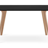 Esszimmertisch Küchentisch mit Holzbeinen aus Buche, Tischplatte aus MDF, matt, Rechteckig Esstisch, 120 x 80 x 74 cm, 19 mm Tischplattenstärke, Schwarz