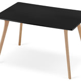 Esszimmertisch Küchentisch mit Holzbeinen aus Buche, Tischplatte aus MDF, matt, Rechteckig Esstisch, 120 x 80 x 74 cm, 19 mm Tischplattenstärke, Schwarz
