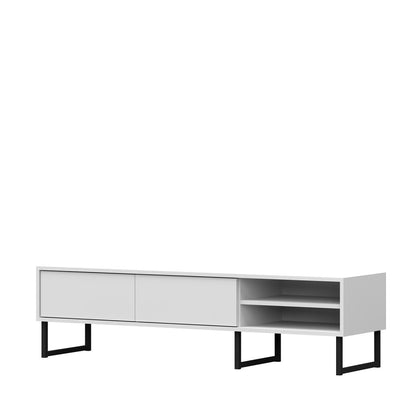 Fernsehschrank RTV 150cm breit mit zwei Schubladen mit Metallbeinen Loft, TV-Schrank, Lowboard, Wohnzimmer Schlafzimmer in weiss