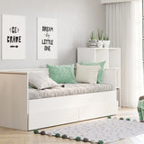 Tagesbett 80x200 Ausziehbett 160x200 Funktionsbett mit zwei Matratzen & zwei Schubladen in weiß