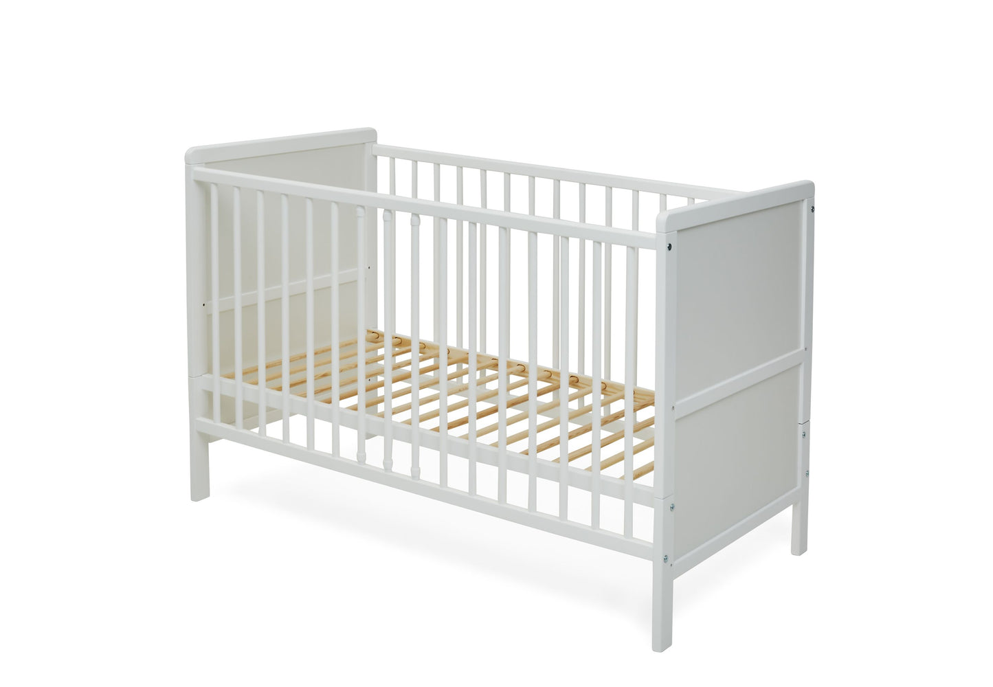 Babybett umbaubar zu Kinderbett 60x120 mit Matratze, Lattenrost und Raufallschutz Vollholz 120 x 60 | weiss sehr stabil Made in Europe