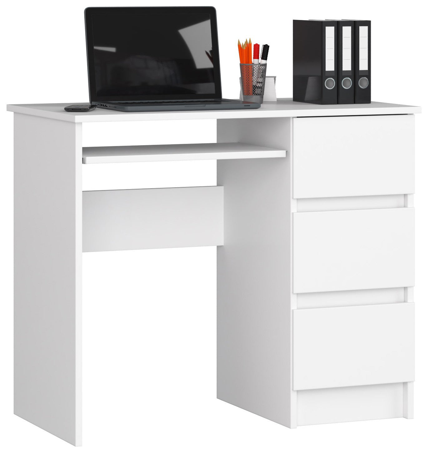 Bureau d'ordinateur, table de bureau, avec étagère pour clavier extensible, 90 x 50 x 77 cm, plateau en stratifié résistant à l'abrasion de 16 mm d'épaisseur avec bord en ABS