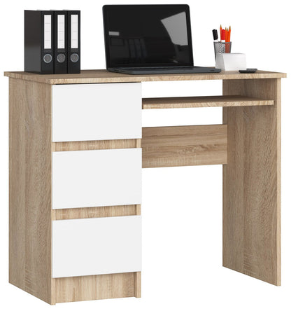 Bureau d'ordinateur, table de bureau, avec étagère pour clavier extensible, 90 x 50 x 77 cm, plateau en stratifié résistant à l'abrasion de 16 mm d'épaisseur avec bord en ABS