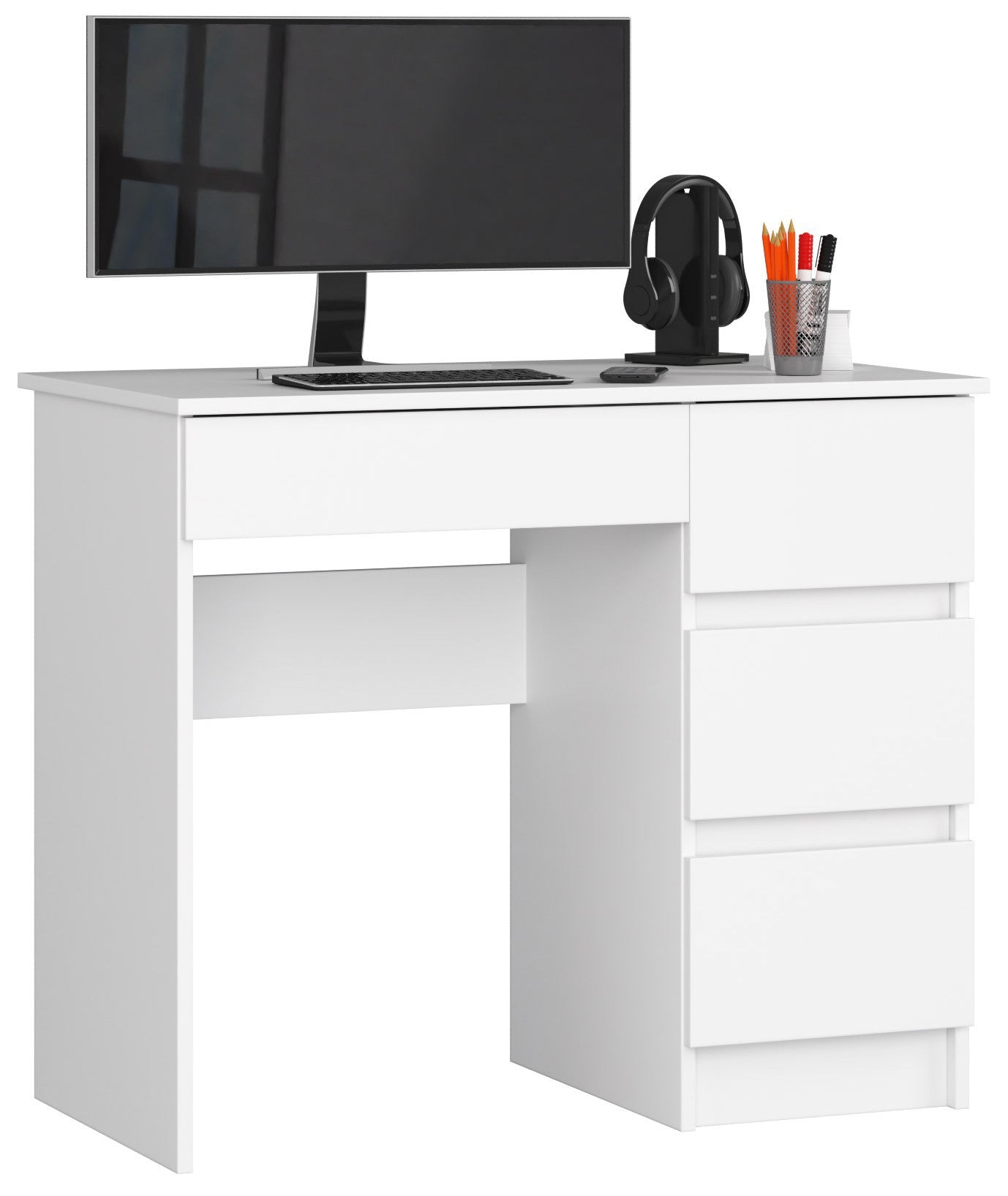 Bureau d'ordinateur, table de bureau, avec étagère pour clavier extensible, 90 x 50 x 77 cm, plateau en stratifié résistant à l'abrasion de 16 mm d'épaisseur avec bord en ABS