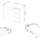 Computertisch, Bürotisch, mit ausziehbarer Tastaturablage, 90 x 50 x 77 cm, 16 mm dicke, abriebfeste Laminatplatte mit ABS-Kante