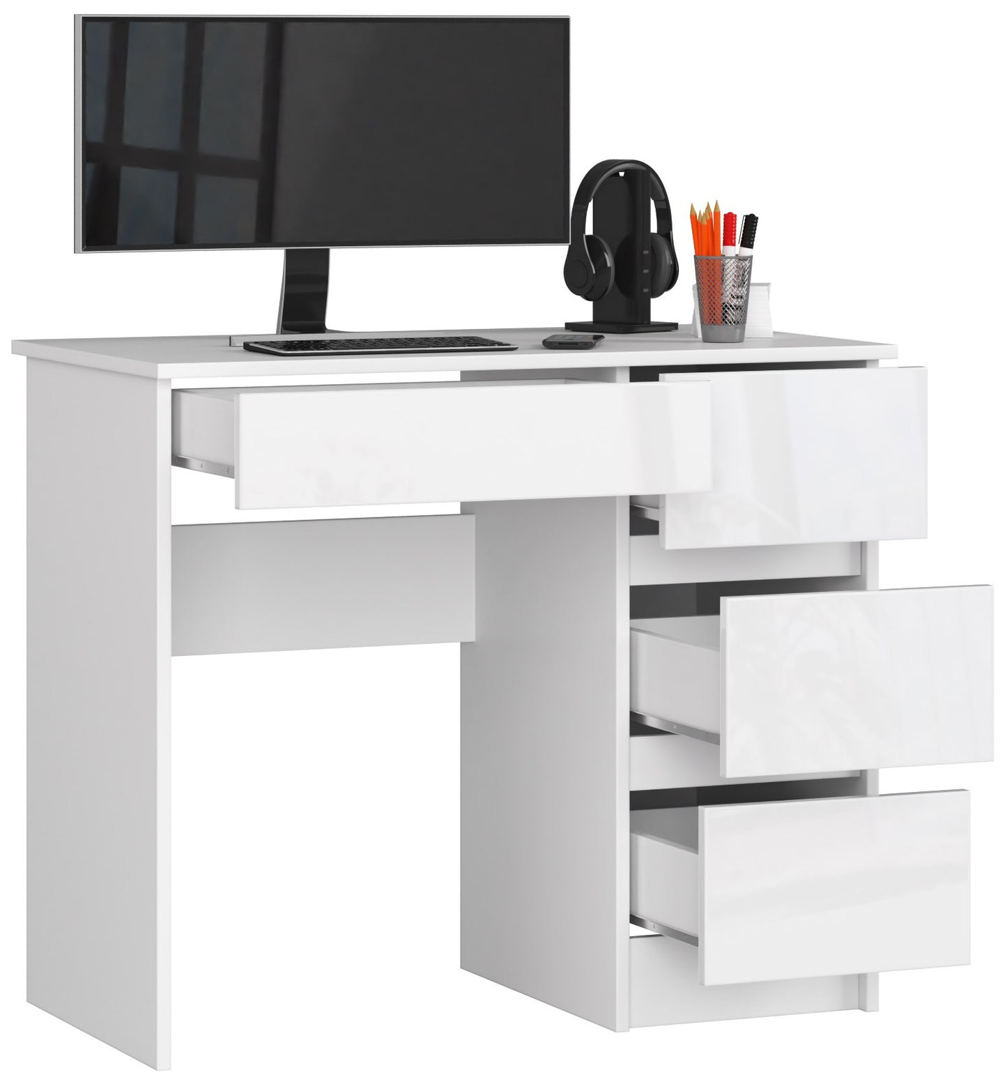 Bureau d'ordinateur, table de bureau, avec étagère pour clavier extensible, 90 x 50 x 77 cm, plateau en stratifié résistant à l'abrasion de 16 mm d'épaisseur avec bord en ABS