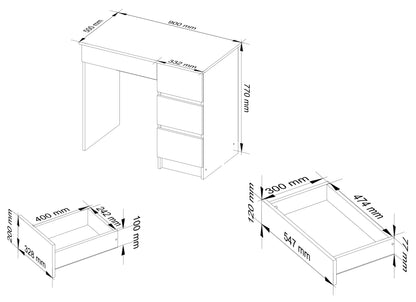 Computertisch, Bürotisch, mit ausziehbarer Tastaturablage, 90 x 50 x 77 cm, 16 mm dicke, abriebfeste Laminatplatte mit ABS-Kante