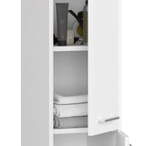 Badezimmerschrank, mit 2 Türen und 4 Einlegeböden, 30 x 30 x 140 cm, aus 16 mm starker, abriebfester Laminatplatte, Weiß