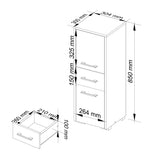 Badezimmerschrank, mit 1 Schublade und 3 Fächer, 30 x 30 x 85 cm, aus 16 mm starker, abriebfester Laminatplatte, Weiß