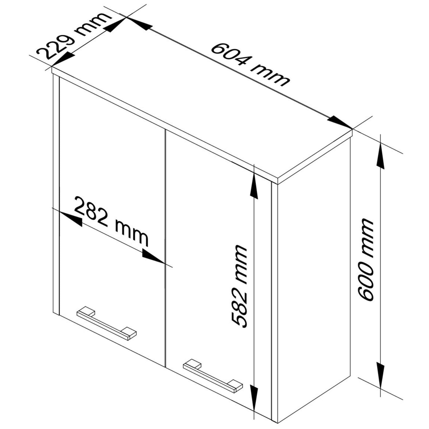 Armoire murale de salle de bain, armoire murale, avec 2 portes, 60 x 22 x 60 cm, en panneau stratifié résistant à l'abrasion de 16 mm d'épaisseur, blanc