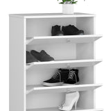 Schuhschrank in weiß mit vier Flügeltüren, Elegant, Flur, Schlafzimmer, Schuhregal, Schuh Schrank