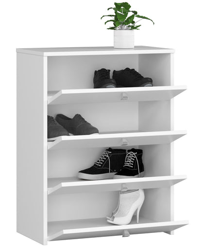 Armoire à chaussures en blanc avec quatre portes battantes, élégante, couloir, chambre à coucher, étagère à chaussures, armoire à chaussures