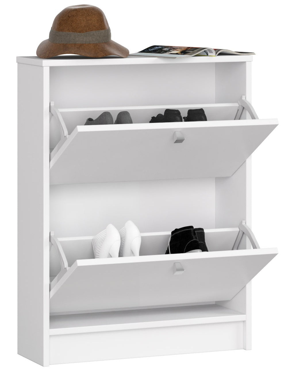 Schuhschrank mit 2 Flügeltüren, Elegant, Flur, Schlafzimmer, Schuhregal, Schuh Schrank 80x60x20cm