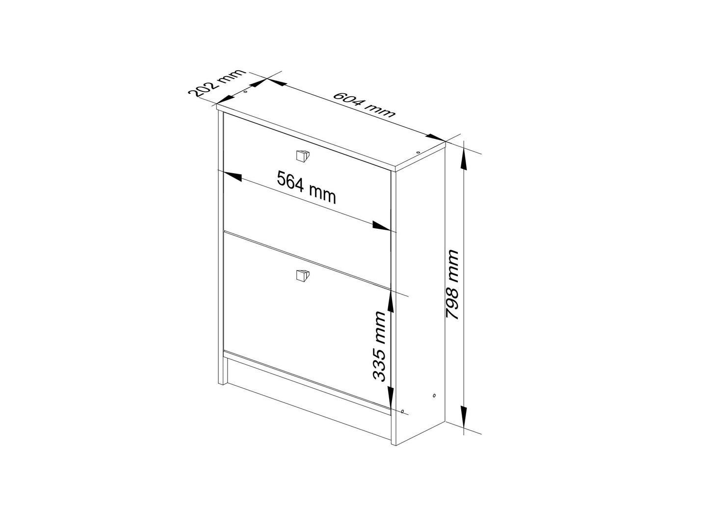 Schuhschrank mit 2 Flügeltüren, Elegant, Flur, Schlafzimmer, Schuhregal, Schuh Schrank 80x60x20cm