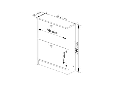 Schuhschrank mit 2 Flügeltüren, Elegant, Flur, Schlafzimmer, Schuhregal, Schuh Schrank 80x60x20cm