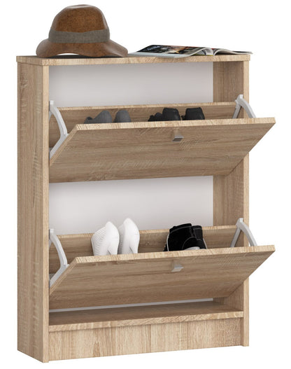 Schuhschrank mit 2 Flügeltüren, Elegant, Flur, Schlafzimmer, Schuhregal, Schuh Schrank 80x60x20cm