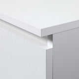 Commode à trois tiroirs, élégante, pour intérieurs minimalistes, 57 cm de hauteur et 60 cm de largeur, salon, chambre, couloir, placard, buffet, buffet haut, nombreux rangements, blanc