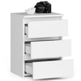 Commode à trois tiroirs, élégante, pour intérieurs minimalistes, 40x35x57cm, salon, chambre, couloir, placard, buffet, buffet haut, nombreux rangements, blanc