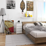 Commode à quatre tiroirs, élégante, pour intérieurs minimalistes, 74 cm de hauteur et 40 cm de largeur, salon, chambre, couloir, placard, buffet, buffet haut, nombreux rangements, blanc