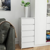 Kommode mit fünf Schubladen, elegant, für minimalistische Innenräume, 92 cm hoch und 40 cm breit, Wohnzimmer, Schlafzimmer, Flur, Schrank, Sideboard, Highboard, viel Stauraum