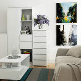 Commode avec 6 tiroirs commode chambre couloir salon organisateur commode 40 cm de large 109 cm de haut | Buffet haut en bois, meuble polyvalent, étroit