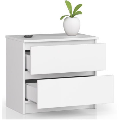 Kommode mit zwei Schubladen, elegant, für minimalistische Innenräume, 60x40x55cm, Wohnzimmer, Schlafzimmer, Flur, Schrank, Sideboard, Highboard, viel Stauraum, in weiß oder sonoma