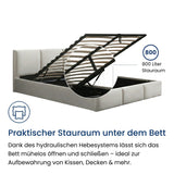 Bett 140x200 / 160x200 cm Doppelbett Polsterbett Bettgestell mit Lattenrost aus Metall, hydraulischer Bettkasten, Samtbezug in beige oder dunkelgrau, viel Stauraum, modern & pflegeleicht
