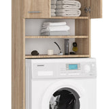 Waschmaschinenschrank 64x30x180cm, Badezimmer Hochschrank, mit 2 Türen und 4 Regalen Badschrank Badregal Flur
