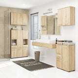 Waschmaschinenschrank 64x30x180cm, Badezimmer Hochschrank, mit 2 Türen und 4 Regalen Badschrank Badregal Flur