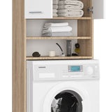 Waschmaschinenschrank 64x30x180cm, Badezimmer Hochschrank, mit 2 Türen und 4 Regalen Badschrank Badregal Flur
