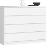 Kommode 120cm breit mit 4, 6, 8, 10 Schubladen, Schlafzimmer und Wohnzimmer, vielseitig einsetzbar für Flur und Kinderzimmer