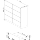 Kommode 120cm breit mit 4, 6, 8, 10 Schubladen, Schlafzimmer und Wohnzimmer, vielseitig einsetzbar für Flur und Kinderzimmer