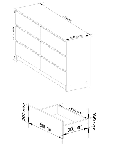 Kommode 140cm breit, Schlafzimmer und Wohnzimmer, vielseitig einsetzbar für Flur und Kinderzimmer