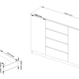 Kommode 140cm breit, Schlafzimmer und Wohnzimmer, vielseitig einsetzbar für Flur und Kinderzimmer