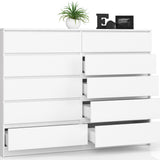 Commode blanche largeur 160 cm, chambre et salon, polyvalente pour couloirs et chambres d'enfants