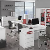 Commode blanche largeur 160 cm, chambre et salon, polyvalente pour couloirs et chambres d'enfants