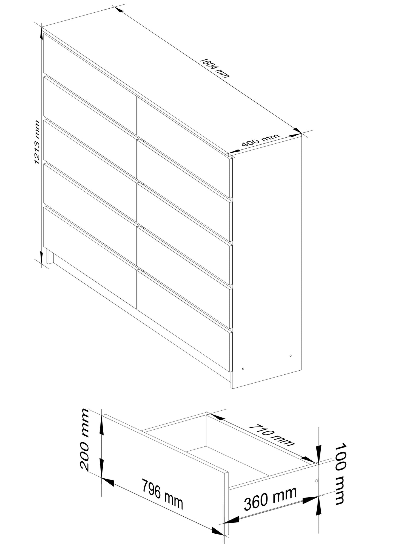 Kommode weiß 160cm breit, Schlafzimmer und Wohnzimmer, vielseitig einsetzbar für Flur und Kinderzimmer