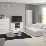 Commode blanche largeur 160 cm, chambre et salon, polyvalente pour couloirs et chambres d'enfants