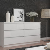 Commode blanche largeur 160 cm, chambre et salon, polyvalente pour couloirs et chambres d'enfants