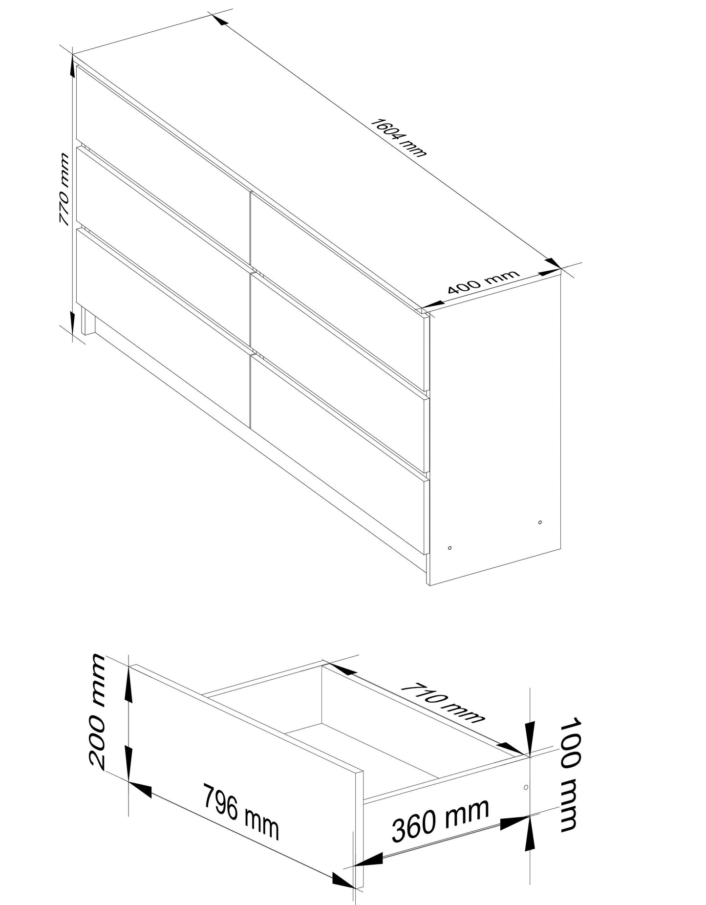 Commode blanche largeur 160 cm, chambre et salon, polyvalente pour couloirs et chambres d'enfants