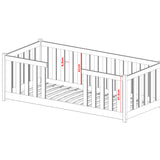 Lit enfant 90x200 cm avec matelas (en option), protection antichute et sommier à lattes en blanc lit fille garçon lit jeune lit simple 200x90 cm