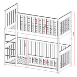 Hochbett 90x200 cm Etagenbett mit Rausfallschutz & zwei Lattenroste, umbaubar in zwei Einzelbetten, aus Vollholz massiv in weiß