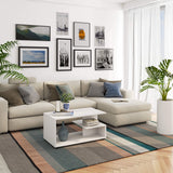 Couchtisch weiß mit Stauraum, 90 x 50 x 45 cm (LxBxH), modernes Design, langlebiges Holz