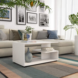 Couchtisch weiß mit Stauraum, 90 x 50 x 45 cm (LxBxH), modernes Design, langlebiges Holz