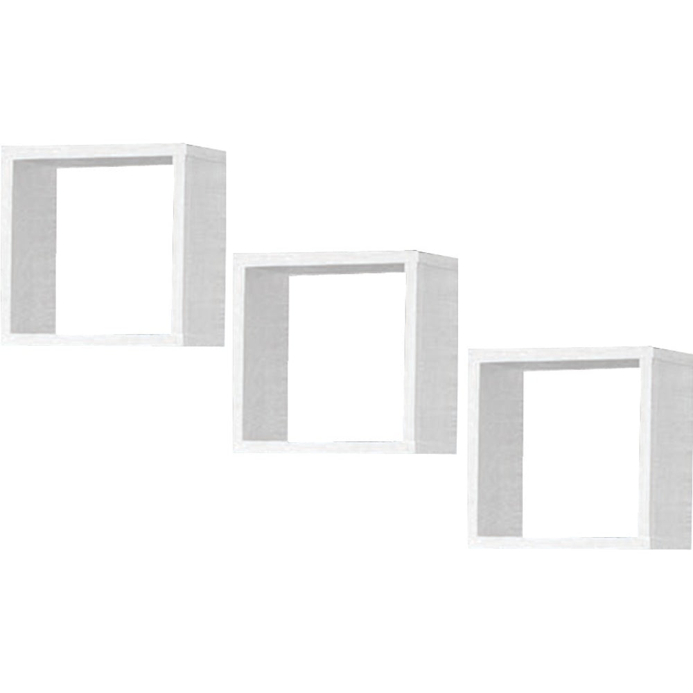 Lot de 3 étagères murales blanches avec supports métalliques, flottantes pour cuisine, couloir, chambre d'enfant, salon, salle de bain