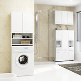 Badezimmerschrank schmal weiß mit 2 Türen und Schublade, 140 cm hoch, 30cm breit und tief