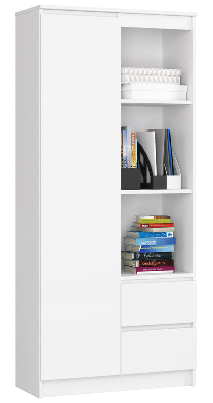 Armoire bureau étagère bibliothèque étagère blanc 80 cm de large 180 cm de haut blanc