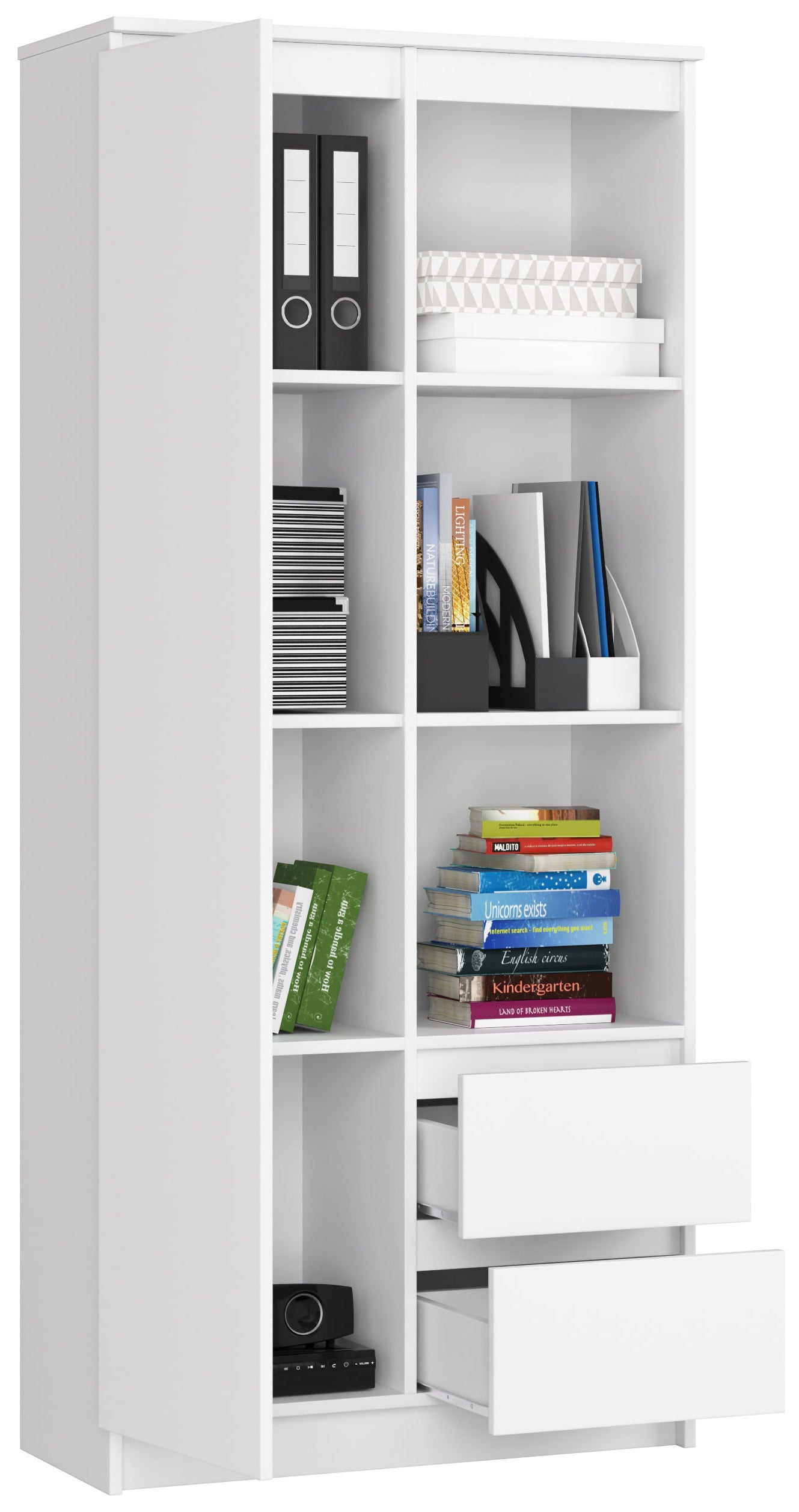 Armoire bureau étagère bibliothèque étagère blanc 80 cm de large 180 cm de haut blanc