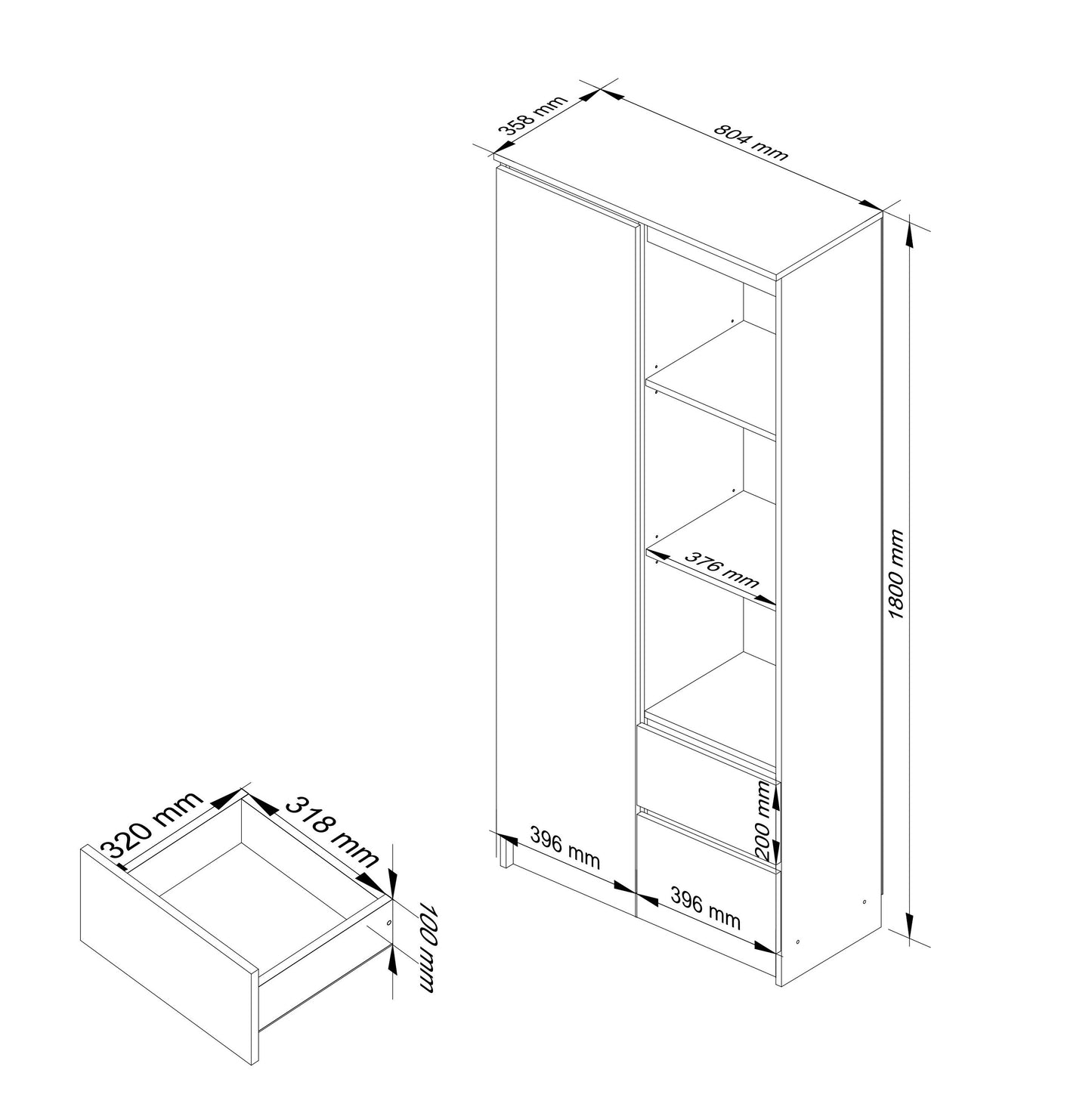 Schrank Büroregal Bücherregal Regal weiß 80cm breit 180cm hoch weiß